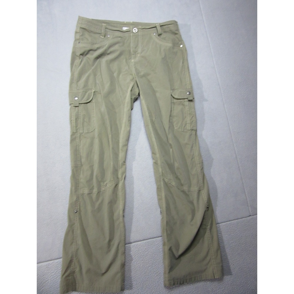 Kuhl Pants Women 12 Green Cargo Pockets Vintage Patina Dye Straight Leg Outdoor